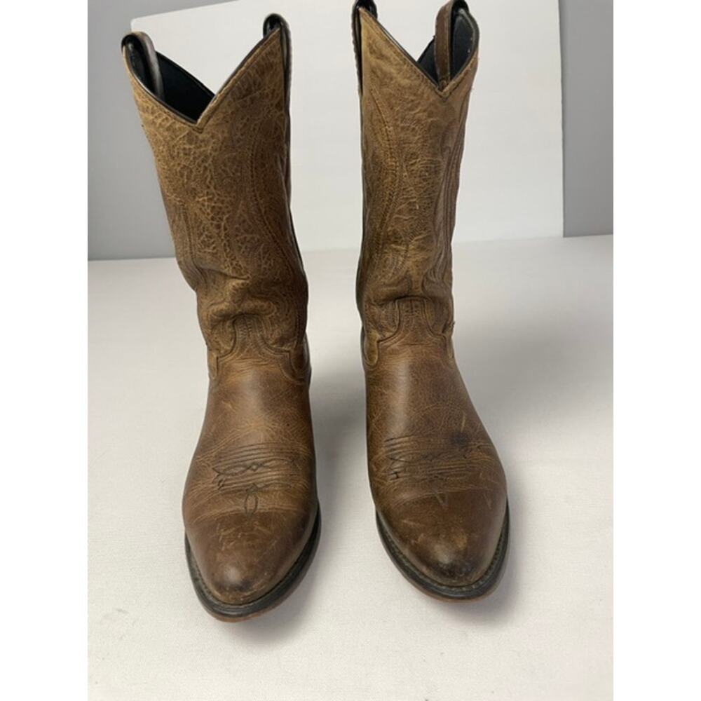 Cowboy Boots Men 9.5D Brown Western Leather Rustic Rodeo Country Americana Ranch